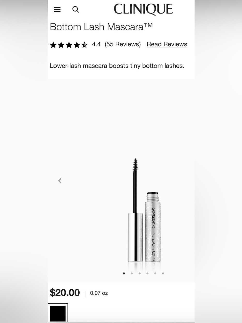 Clinique Bottom Lash Mascara - Black FULL SIZE